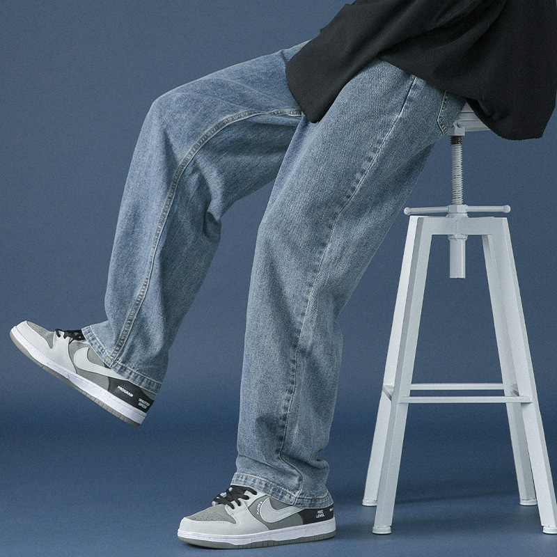 牛仔裤男士春秋夏季薄款潮牌阔腿宽松直筒潮流百搭九分休闲长裤子
