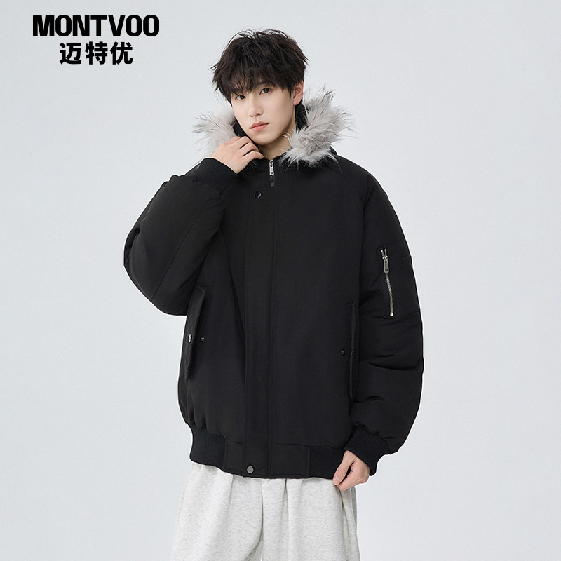 【保暖潮流】加厚连帽毛领棉服