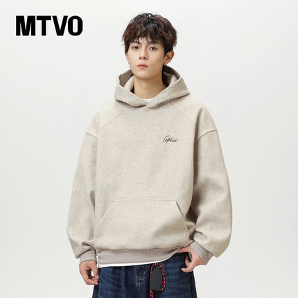 MTVO迈特优潮牌美式字母刺绣连帽卫衣男春秋季2025新款重磅上衣服
