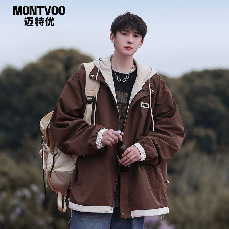 假两件冲锋衣外套男款春秋季