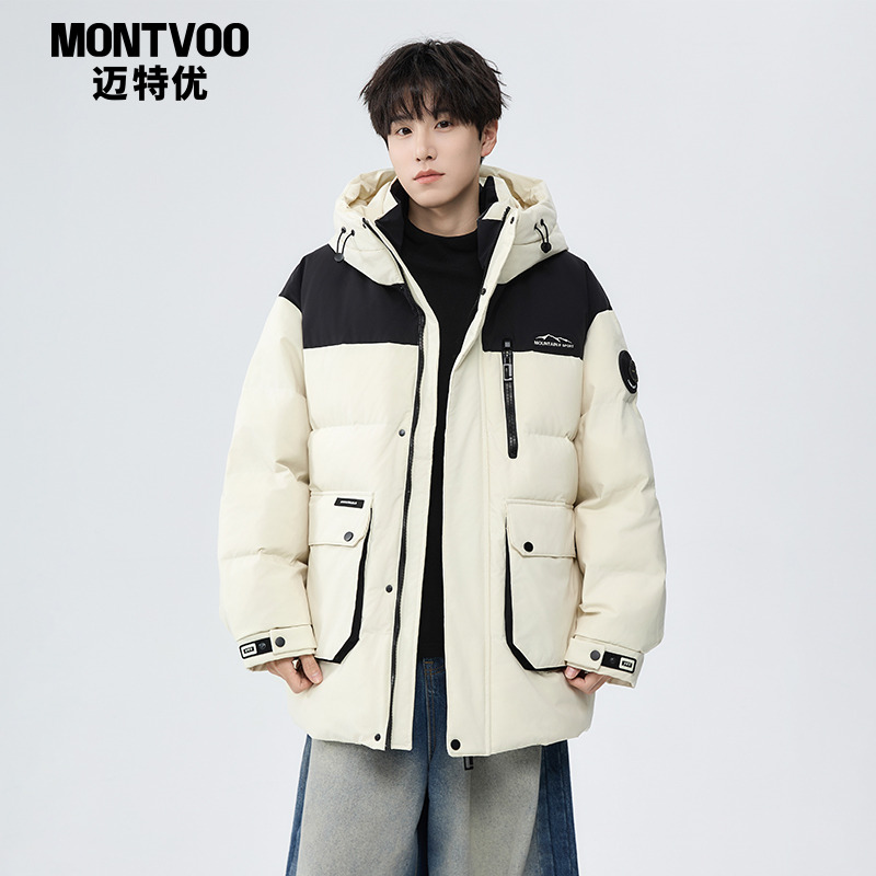 【美式撞色】工装羽绒服男款冬季