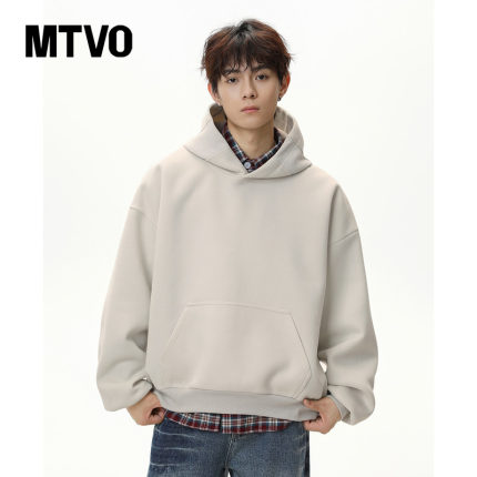 MTVO迈特优重磅短款连帽卫衣boxy潮牌高级感宽松美式帽衫外套男女