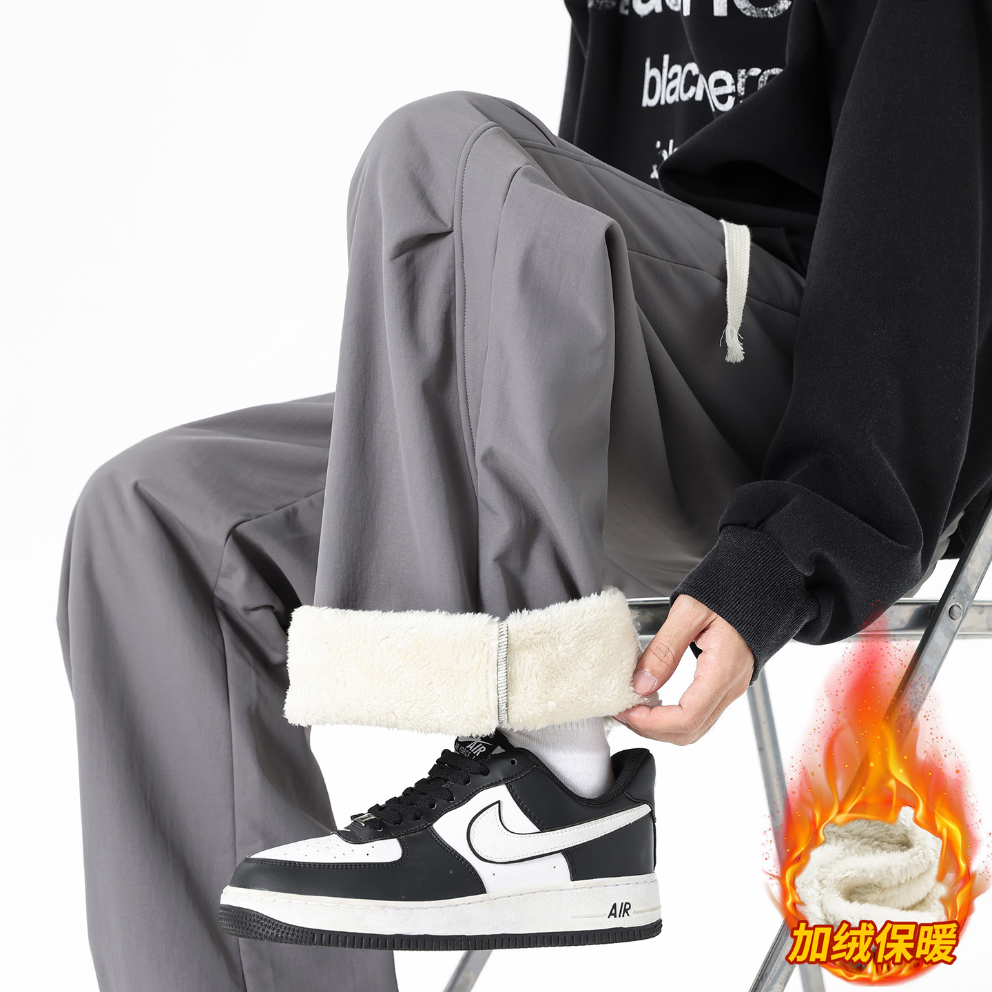 【潮牌保暖】加绒加厚情侣棉裤