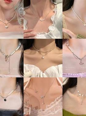 light luxury pearl necklace collarbone chain women