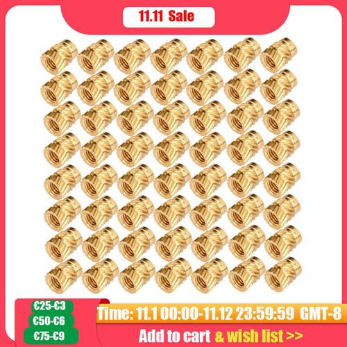 50/100pcs M3 M3*5.7-OD4.6 Thread Knurled Brass Threaded Heat