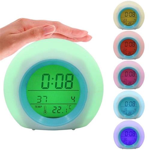 Kids Alarm Clock 12/24H LED Digital Clock 7 Color Changing N
