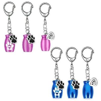 3PCS Pet Memorial Keychain Dog Paws Ashes Container for Pet