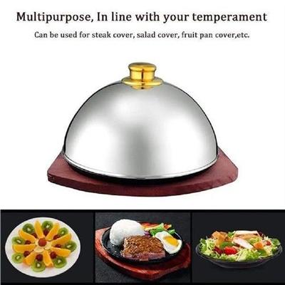 Stainless Steel Cloche Food Cover Dome Serving Plate Dish