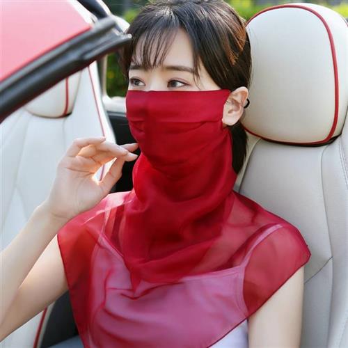 Silk face mask sunscreen mask veil female face scarf neck pr
