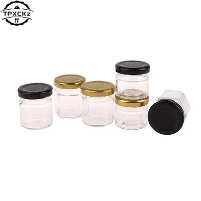 2pcs 25/35/45ml Storage Jars With Lids Glass Hexagonal