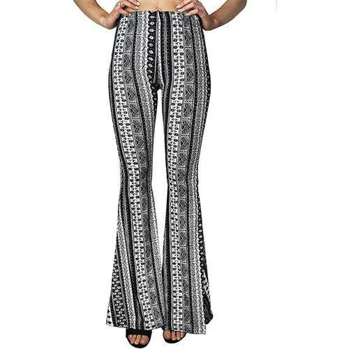 High Waist Print Flare Leggings Summer Vintage Flare Pants 2