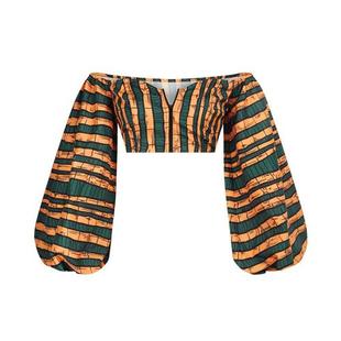Off Crop African Sleeve Women Lantern Shoulder Printed Long