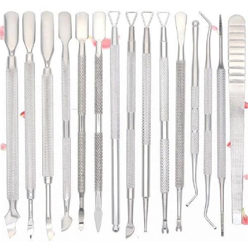 Dual-head Nail Cuticle Pusher Spoon Stainless Steel UV Gel