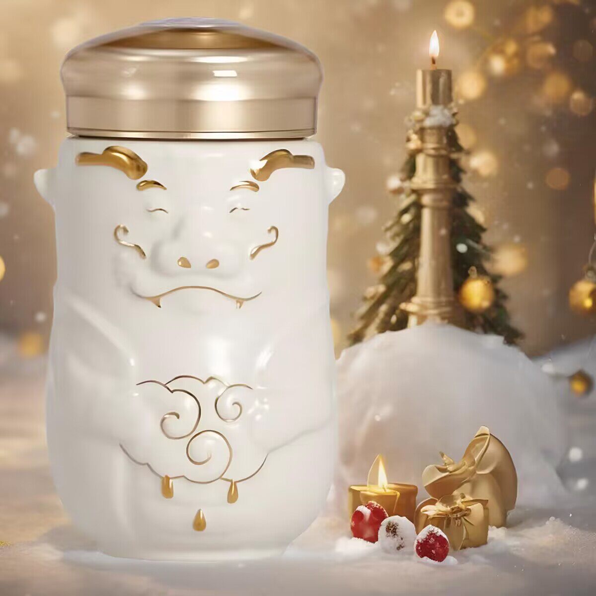 乾唐轩活瓷杯龙宝兔宝牛来运转单层陶瓷杯水杯子女可爱生日送礼物