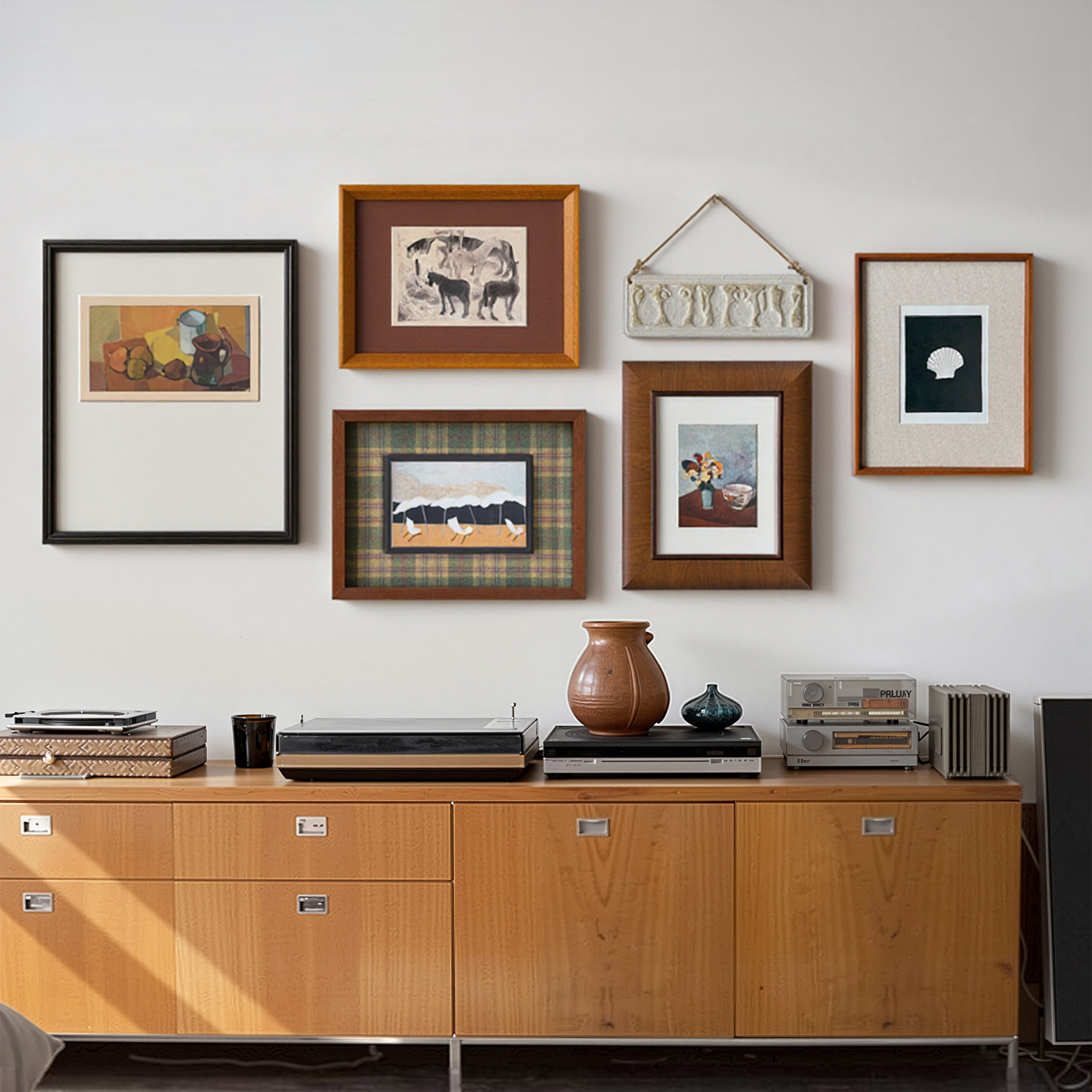 【悠长假期】原创法式中古客厅沙发挂画小众简约复古美拉德组合画