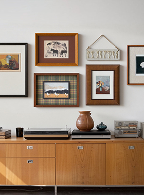 【悠长假期】原创法式中古客厅沙发挂画小众简约复古美拉德组合画