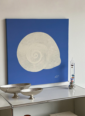 【深蓝】贝壳植物中古小众高级寓意送礼家居设计师装饰画客厅挂画