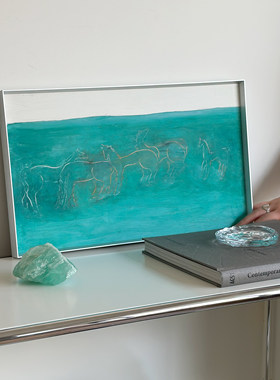 【绿境一隅】常玉小马小众现代装饰画书房客厅沙发背景新中式挂画