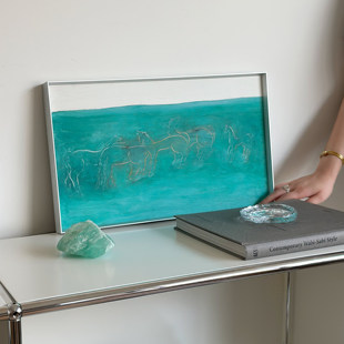 饰画书房客厅沙发背景新中式 常玉小马小众现代装 挂画 绿境一隅