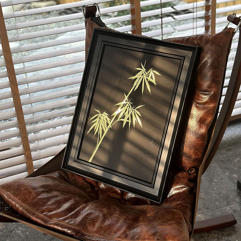 金箔手绘客厅餐厅玄关挂画新中式