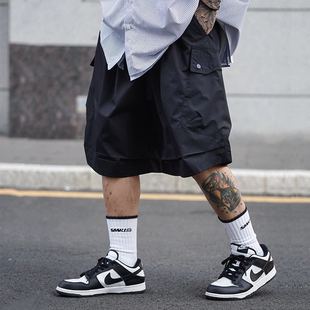 300斤褶皱薄款 日系复古宽松五分裤 速干大口袋工装 男夏季 短裤 大码