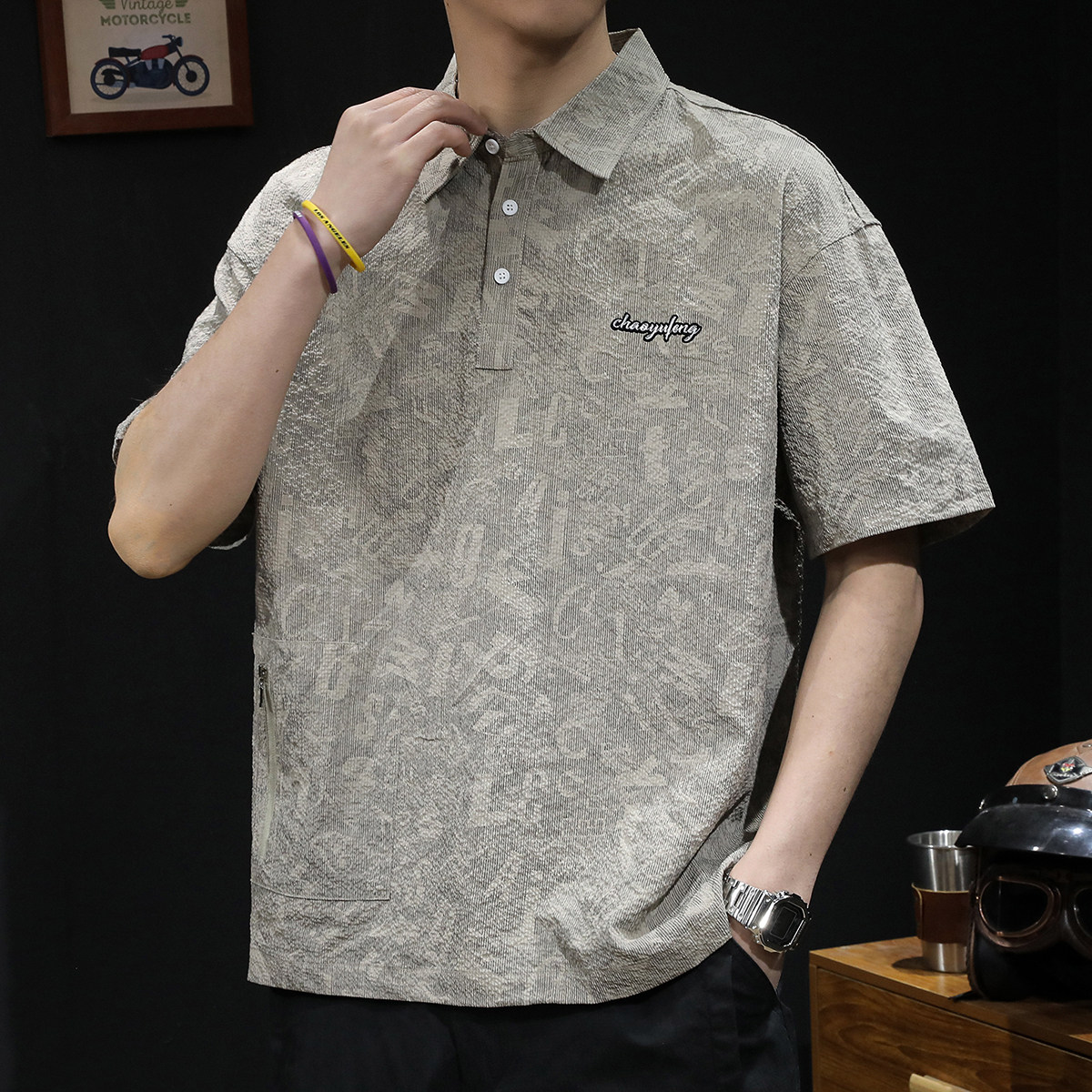 特大码美式翻领polo衫男短袖t恤男士夏季新款宽松ins潮牌男款体恤,男装,Polo衫,淘宝优惠券,粉丝福利购,淘宝优惠卷