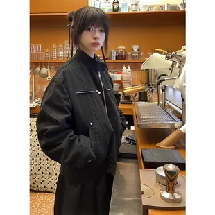 外套工装 大码 复古洗帆布情侣立领短款 春秋美式 二代哈灵顿夹克男款