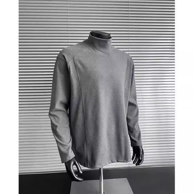 大码德绒半高领打底衫男款秋冬