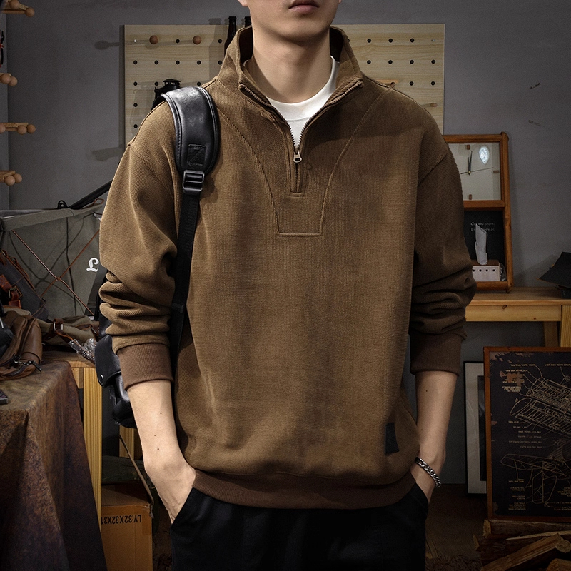 大码300斤美式半拉链高级卫衣男