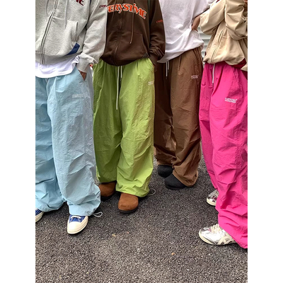 大码美式多巴胺秋冬加绒防水滑雪裤男女运动束脚户外工装伞兵长裤