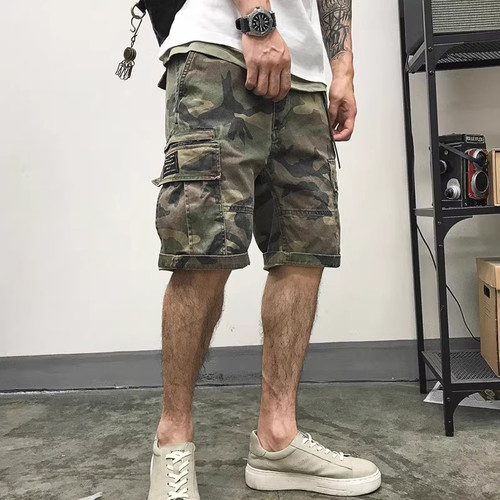 大码余文乐迷彩短裤男夏季潮牌