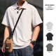 宽松抗皱竖纹肌理翻领短袖 大码 男夏季 休闲凉感速干POLO衫 T恤 美式