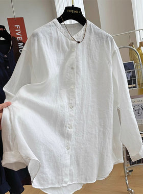 大码300斤老钱风棉麻长袖衫男女
