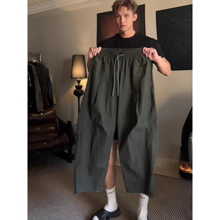 大码300斤速干伞兵工装裤男夏季cleanfit宽松直筒休闲阔腿弯刀裤2