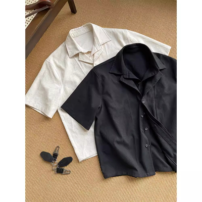 大码亚麻老钱风透气短袖衬衫男士