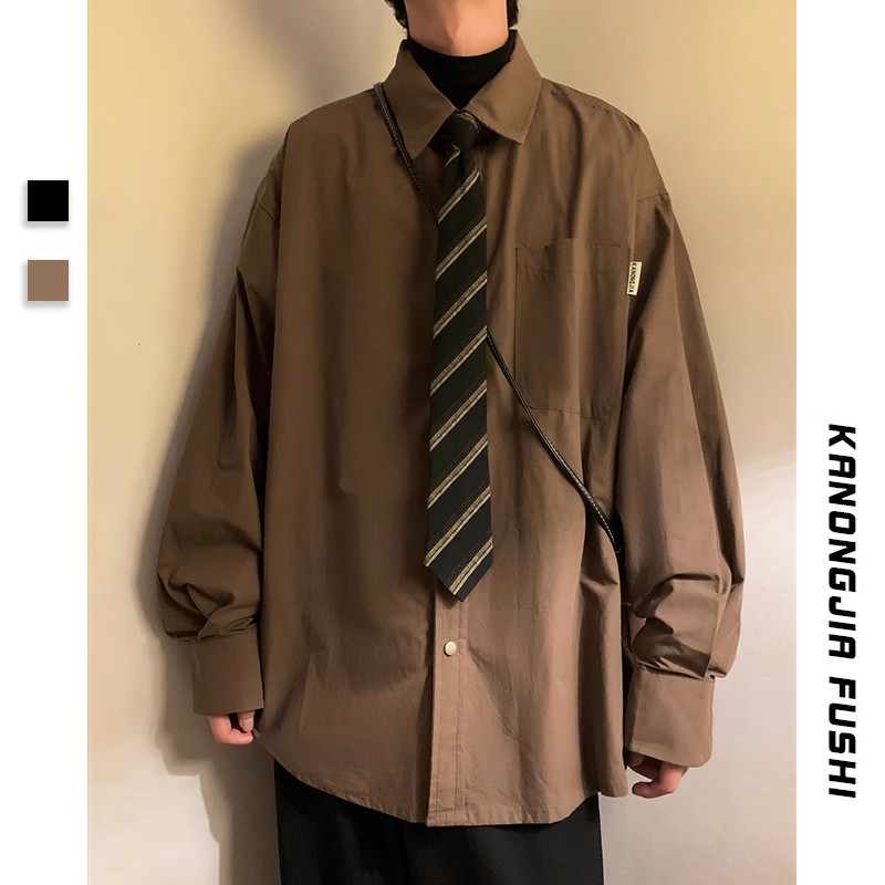 大码300斤古着长袖衬衫男春秋