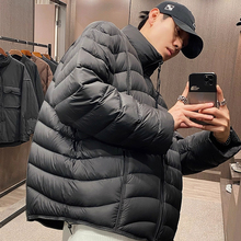 大码美式复古排骨战神轻便羽绒服男冬季白鸭绒立领保暖廓形面包服