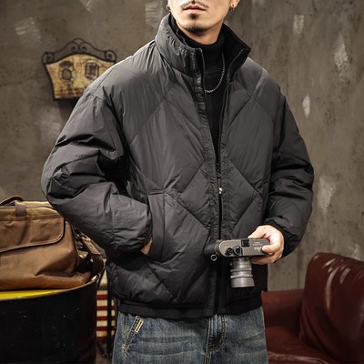 大码羽绒服男90白鸭绒面包服外套