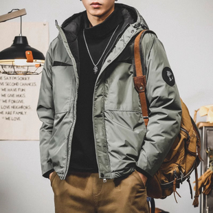 大码冬季羽绒棉服男士2024新款潮牌连帽加厚潮流男款工装外套男潮