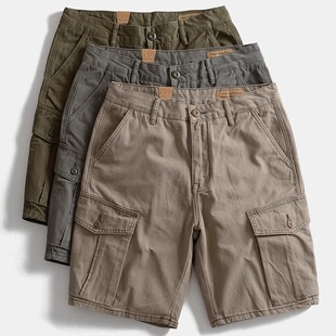 短裤 直筒多口袋工装 纯棉户外男士 休闲五分裤 重磅美式 中裤 宽松大码