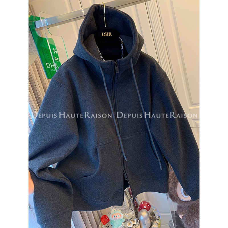 大码300斤休闲运动双拉链加厚加绒连帽卫衣外套男女冬季宽松上衣