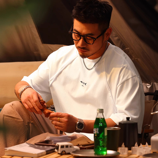 废土风潮牌解构印花上衣宽松重磅纯棉短袖 夏季 300斤T恤男半袖 大码