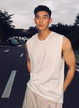 特大码美式重磅纯棉坎肩背心男