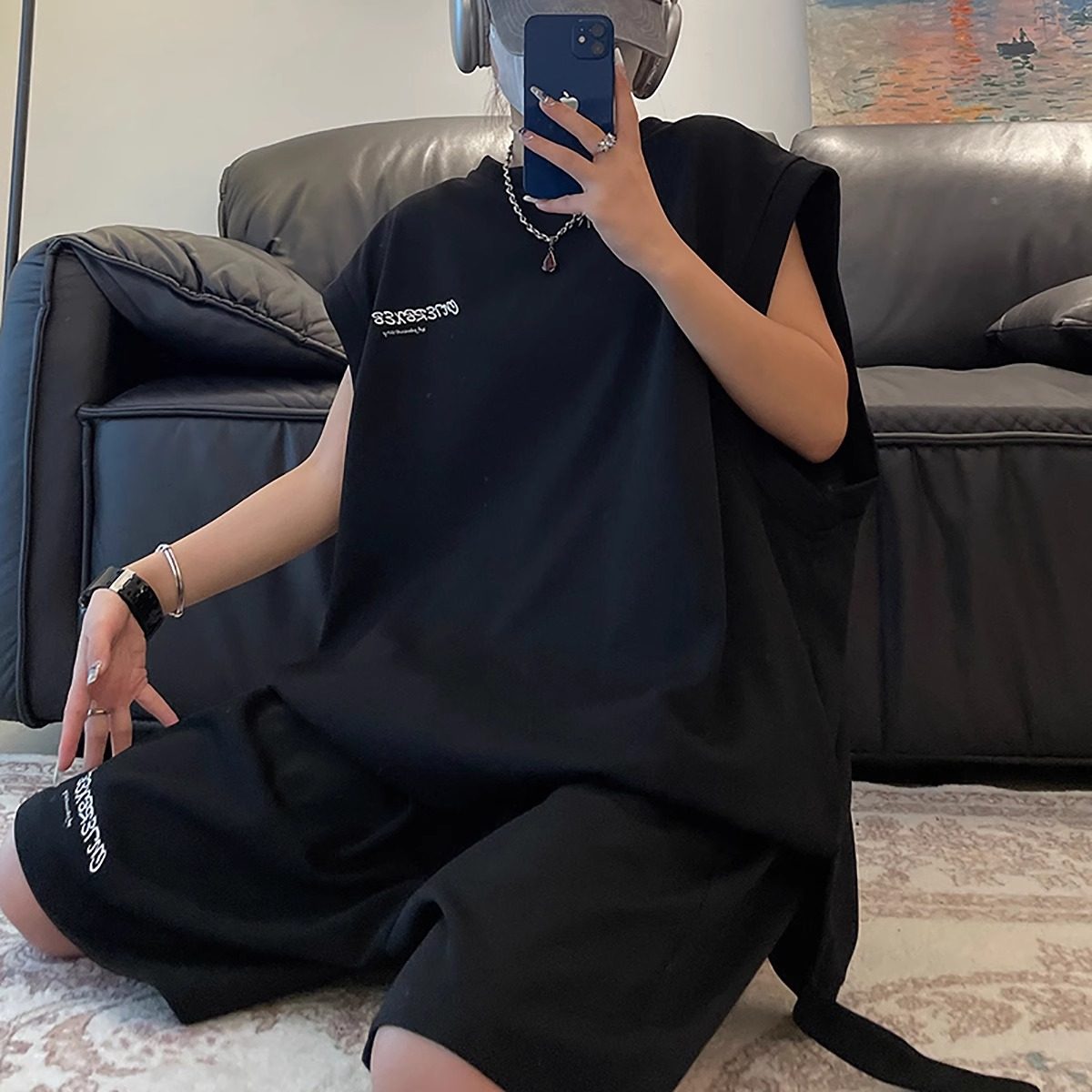 大码300斤无袖背心运动短裤套装男女潮流穿搭青少年休闲两件套夏,男装,休闲运动套装,淘宝优惠券,粉丝福利购,淘宝优惠卷