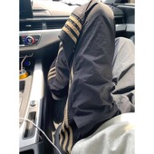 条纹休闲伞兵裤 薄款 男宽松运动冲锋裤 直筒工装 大码 长裤 300斤夏季