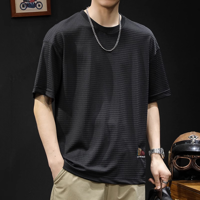 大码300斤透气冰丝短袖t恤男士圆领夏季宽松潮牌速干衣服男装体恤,男装,T恤,淘宝优惠券,粉丝福利购,淘宝优惠卷