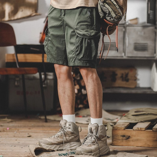 大码300斤美式重磅纯棉工装短裤男复古大口袋机能宽松五分中裤夏