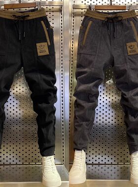 大码300斤秋冬季加绒休闲裤子男