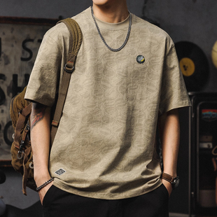 男款 特大码 高级感圆领半袖 t恤男夏季 印花上衣潮 300斤冰丝速干短袖