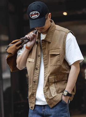 大码山系机能多口袋工装马甲男
